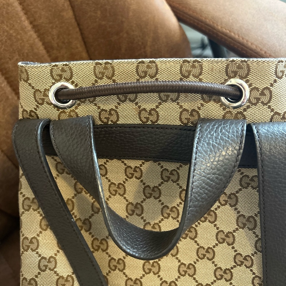 Gucci Brown Monogram Backpack - Picture 8 of 8
